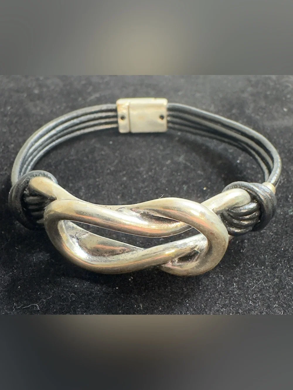 Infinity Love Knot Faux Leather Bracelet / Magnetic Clasp.